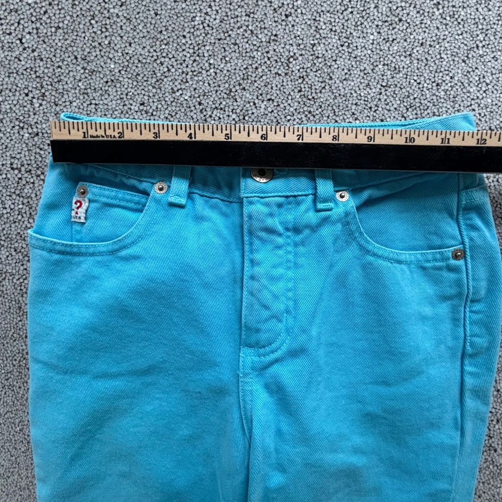 VTG Guess Flare Jeans Girls Size 12 Turquoise Brigjt Blue Retro Y2K Disco - Picture 9 of 9